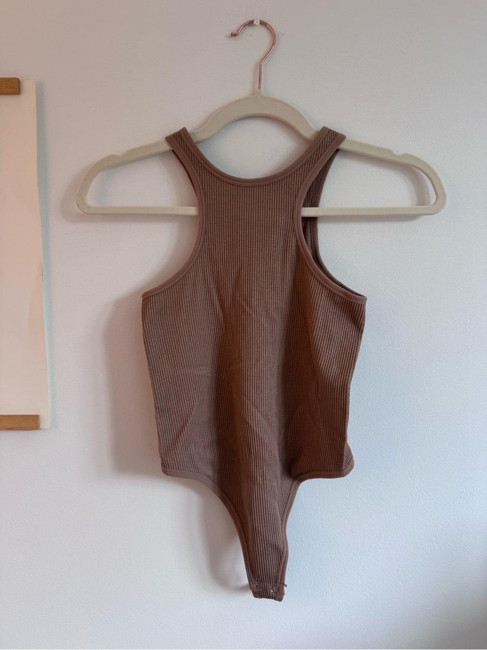 Ribbed Racerback Bodysuit in Brown